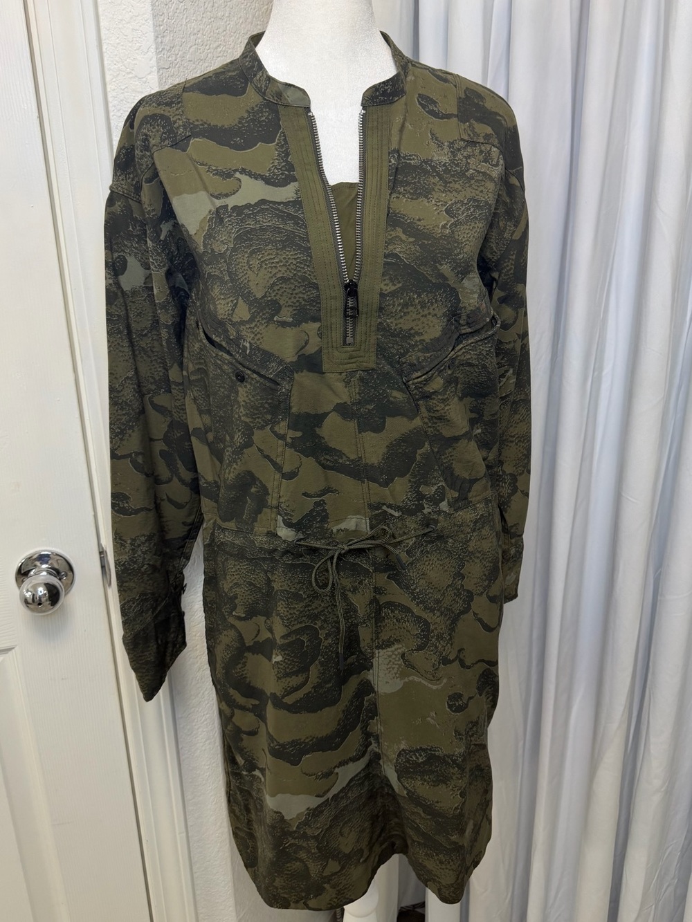 G-Star RAW Powel Crusader Zip Utility Shirt Dress — Shadow Olive Camo